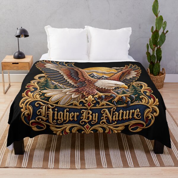 Item preview, Bald Eagle Embroidery Crest – Higher By Nature Mountain Wilderness Emblem designed and sold by Emoji Emblems.