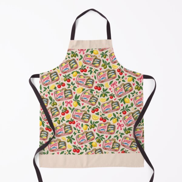 Artikelvorschau, Sardine Girl Pattern – Tinned Fish Mediterranean Food Pattern entworfen und verkauft von SnugbugStudios.