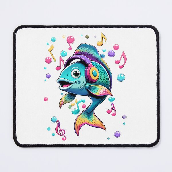 Item preview, Groovy Fish with Headphones and Musical Bubbles - Undersea Beat designed and sold by Catchy-Couture.