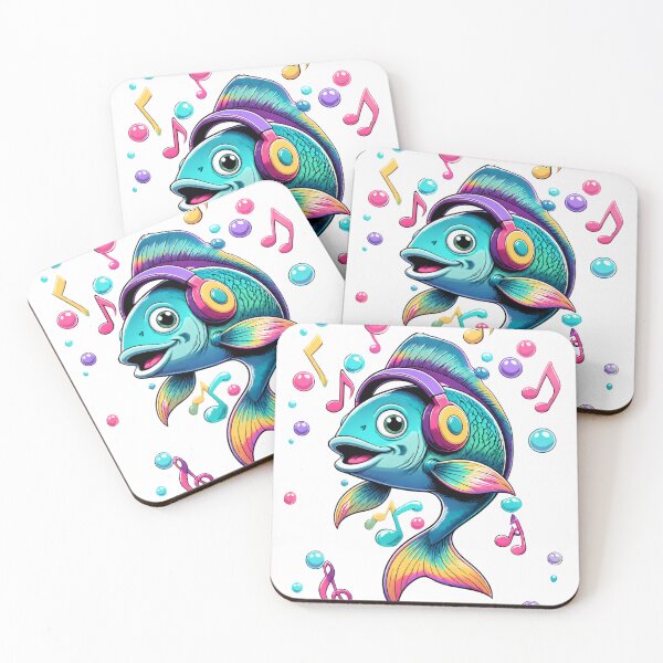 Item preview, Groovy Fish with Headphones and Musical Bubbles - Undersea Beat designed and sold by Catchy-Couture.