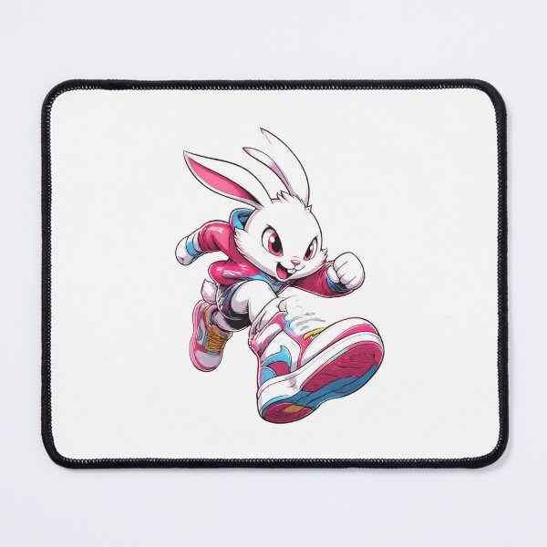 Item preview, Dynamic Running White Rabbit in Pink Hoodie and Sneakers - Athletic Bunny Art designed and sold by Catchy-Couture.