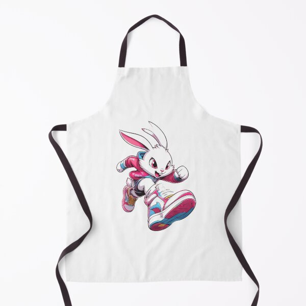 Item preview, Dynamic Running White Rabbit in Pink Hoodie and Sneakers - Athletic Bunny Art designed and sold by Catchy-Couture.