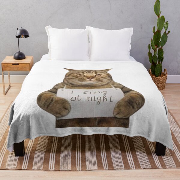 Item preview, I sing at night Funny Cat Sleepy Cat Meme Humor Design designed and sold by selvashop.