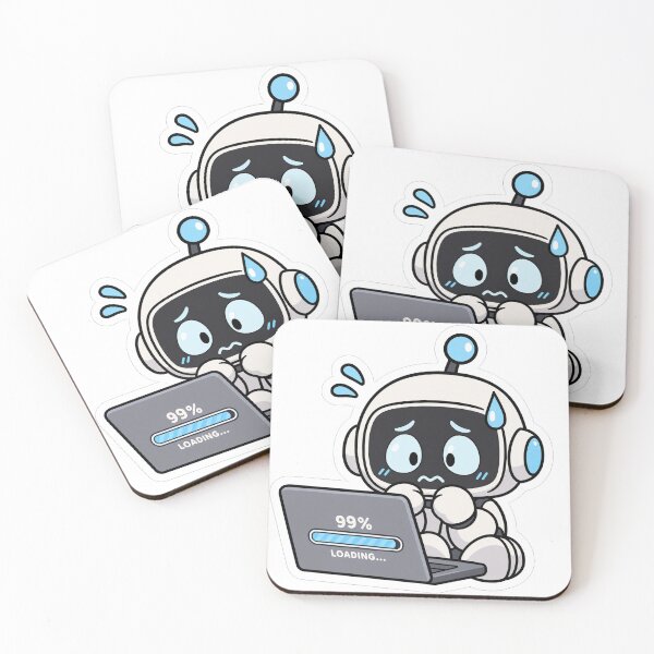 Item preview, Nervous Little Robot Worried About a Laptop designed and sold by NovaToons.