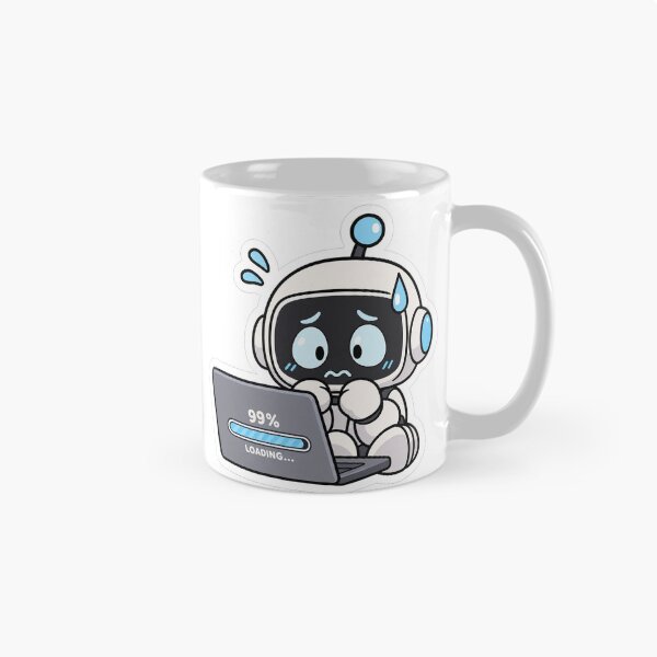 Item preview, Nervous Little Robot Worried About a Laptop designed and sold by NovaToons.