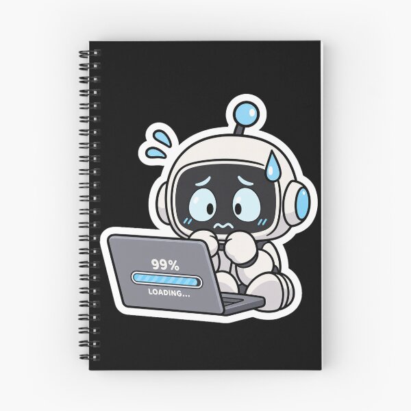 Item preview, Nervous Little Robot Worried About a Laptop designed and sold by NovaToons.