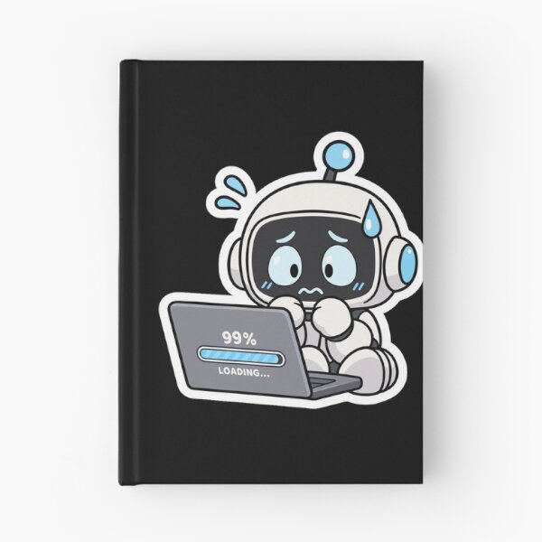 Item preview, Nervous Little Robot Worried About a Laptop designed and sold by NovaToons.