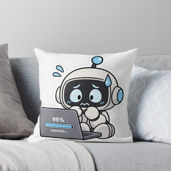 Item preview, Nervous Little Robot Worried About a Laptop designed and sold by NovaToons.