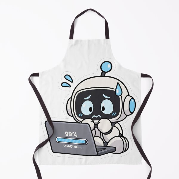 Item preview, Nervous Little Robot Worried About a Laptop designed and sold by NovaToons.