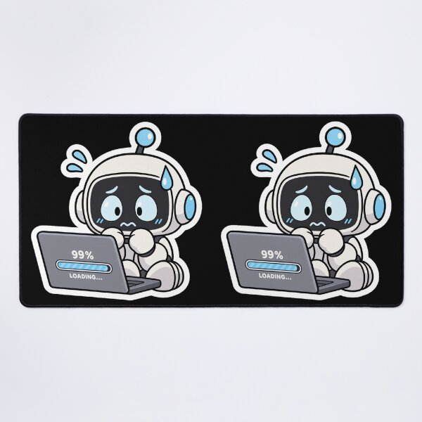 Item preview, Nervous Little Robot Worried About a Laptop designed and sold by NovaToons.