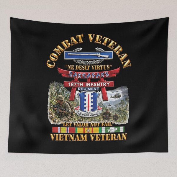 Item preview, Army - Combat Veteran - 187th Infantry Regiment - Torii, Rakkasans, Let Valor Not Fail, English, Latin - Vietnam Veteran w Scene - 3D - Enhanced designed and sold by Military Insignia Products.