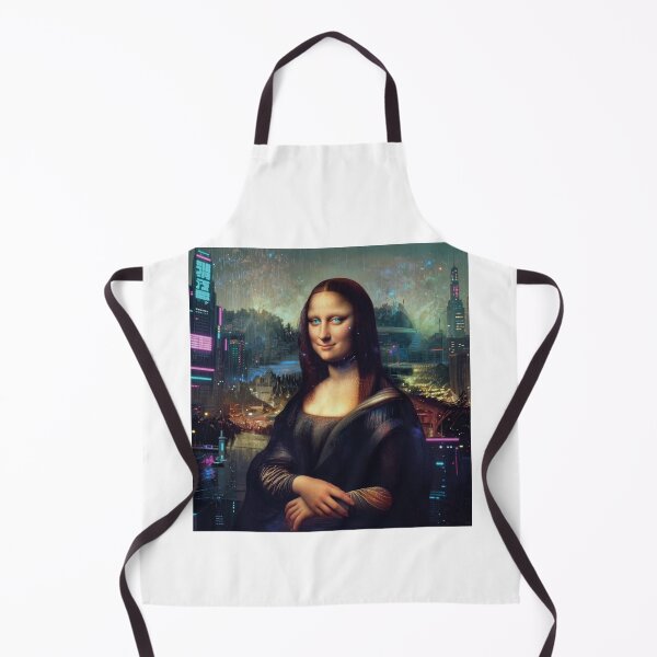 Item preview, Cyberpunk Mona Lisa futuristic classic art parody oil painting designed and sold by WildArtIT.