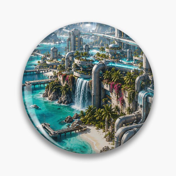 Item preview, Futuristic Tropical City Sci Fi Ocean Paradise designed and sold by IRON SIREN.