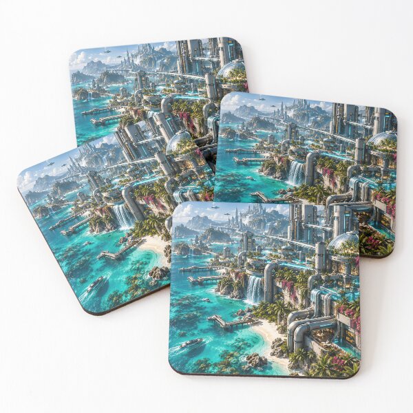 Item preview, Futuristic Tropical City Sci Fi Ocean Paradise designed and sold by IRON SIREN.