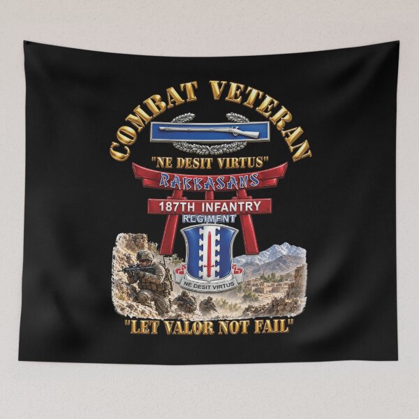 Item preview, Army - Combat Veteran - 187th Infantry Regiment - Torii, Rakkasans, Let Valor Not Fail, English, Latin - 3D - Enhanced designed and sold by Military Insignia Products.