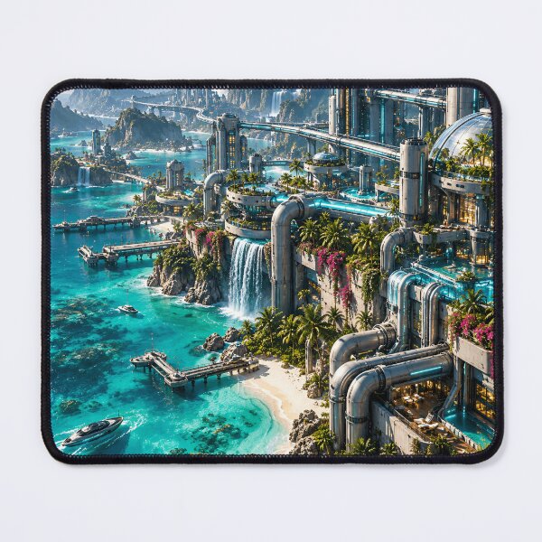 Item preview, Futuristic Tropical City Sci Fi Ocean Paradise designed and sold by IRON SIREN.