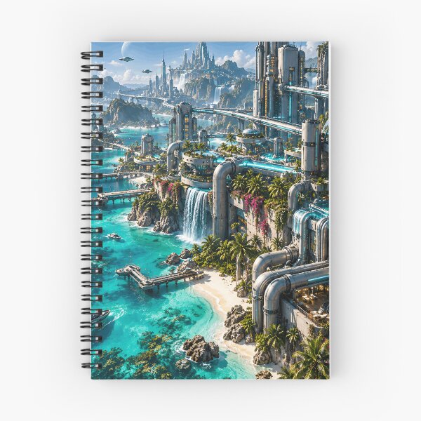 Item preview, Futuristic Tropical City Sci Fi Ocean Paradise designed and sold by IRON SIREN.