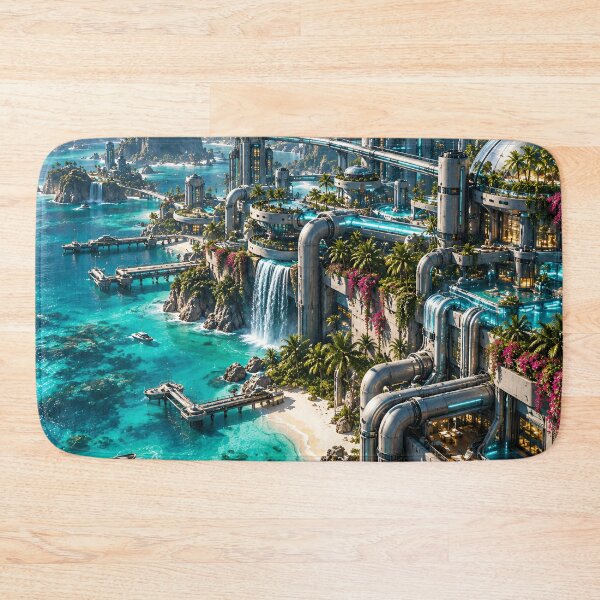 Item preview, Futuristic Tropical City Sci Fi Ocean Paradise designed and sold by IRON SIREN.