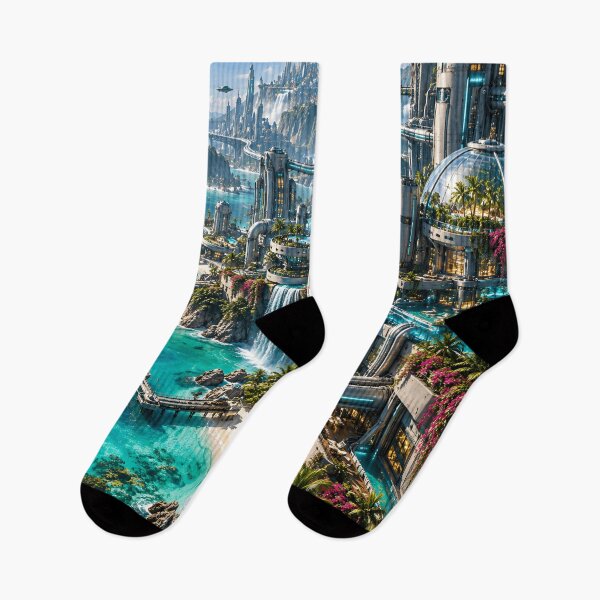 Item preview, Futuristic Tropical City Sci Fi Ocean Paradise designed and sold by IRON SIREN.