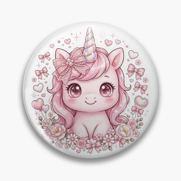 Item preview, Pink Coquette Unicorn Kawaii Unicorn Pastel Pink Unicorn Lace Bow designed and sold by HealingEraInk.