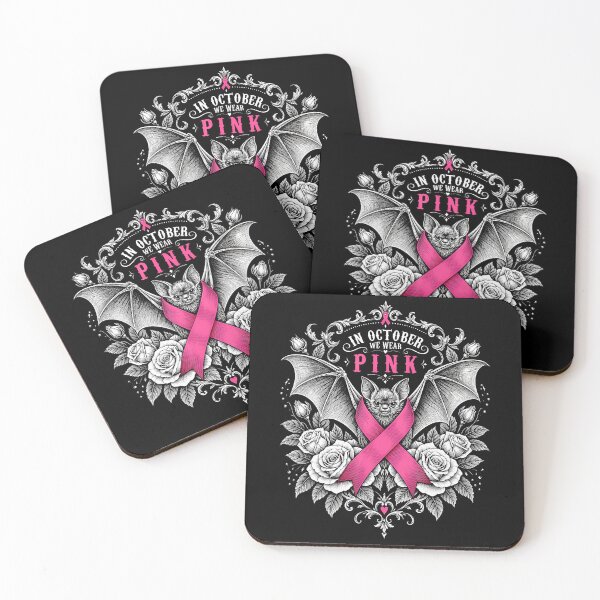 Item preview, In October We Wear Pink Ribbon Bat Rose Gothic Breast Cancer designed and sold by smiadraspi.