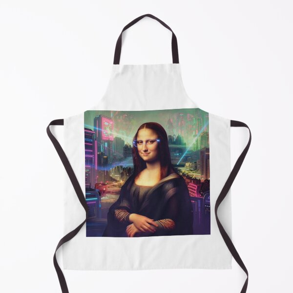 Item preview, Cyberpunk Mona Lisa with neon glasses futuristic classic art parody designed and sold by WildArtIT.