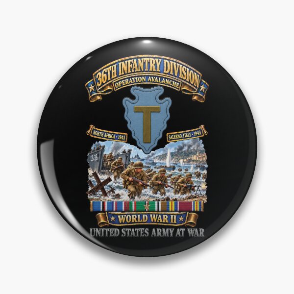 Item preview, Army - 36th Infantry Division, Operation Avalanche, North Africa-Italy  w Scene - 3D - Enhanced - SVC WWII designed and sold by Military Insignia Products.