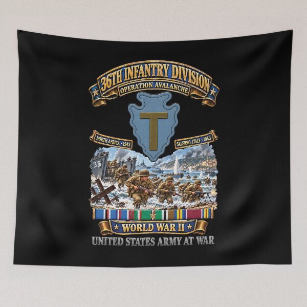 Item preview, Army - 36th Infantry Division, Operation Avalanche, North Africa-Italy  w Scene - 3D - Enhanced - SVC WWII designed and sold by Military Insignia Products.