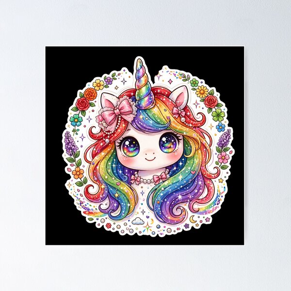 Item preview, Rainbow Unicorn Kawaii Unicorn Galaxy Rainbow Unicorn Colorful Magical designed and sold by HealingEraInk.