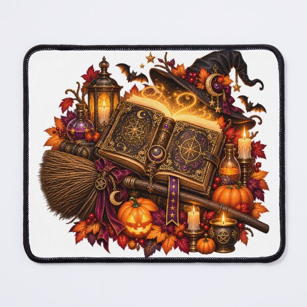 Item preview, Enchanted Spellbook & Golden Broom – Gothic Halloween designed and sold by Clothes With Smiling Animals Walt Gral.
