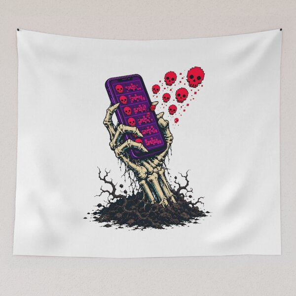 Item preview, Doomscrolling Skeleton Hand Social Media Addiction designed and sold by chattsuede.