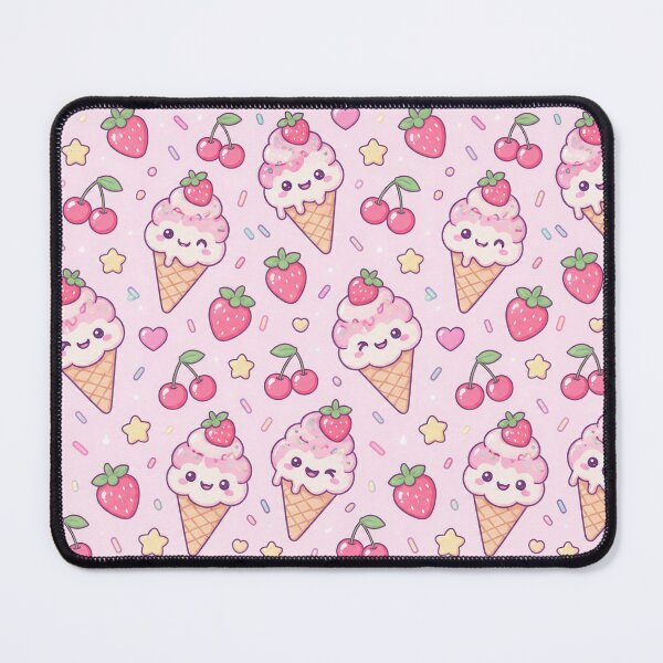 Item preview, Kawaii Strawberry Ice Cream Cone Pastel Pattern designed and sold by Soft Berry Studio.