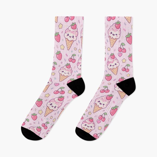 Item preview, Kawaii Strawberry Ice Cream Cone Pastel Pattern designed and sold by Soft Berry Studio.