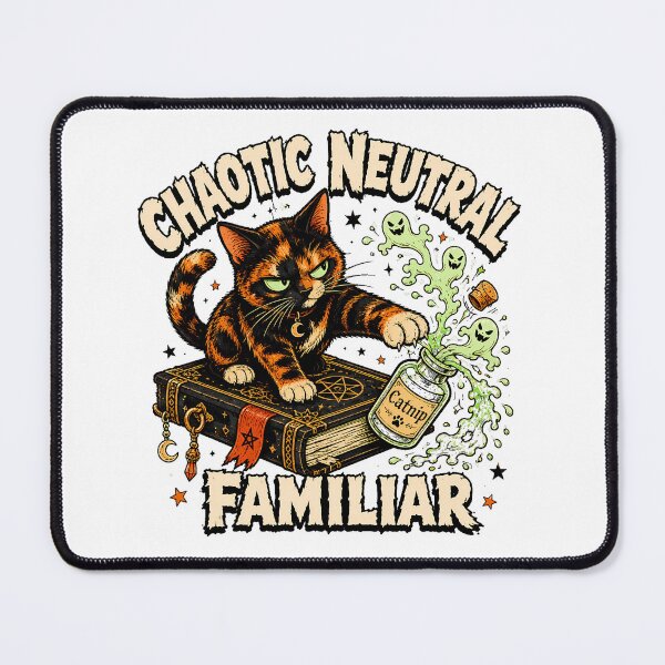 Item preview, Chaotic Neutral Cat Familiar Spooky Witchy RPG Gamer designed and sold by chattsuede.