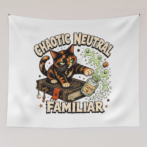 Item preview, Chaotic Neutral Cat Familiar Spooky Witchy RPG Gamer designed and sold by chattsuede.
