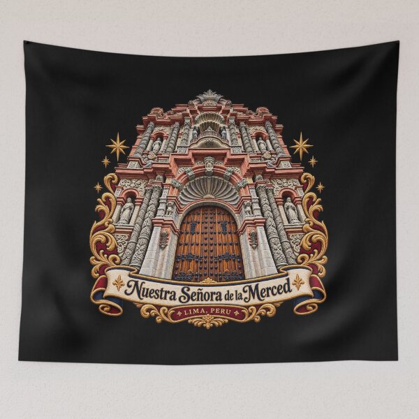 Item preview, Nuestra Señora de la Merced Basilica Embroidery Crest – Lima Peru Baroque Architecture Art designed and sold by Emoji Emblems.