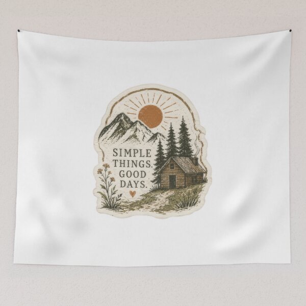 Item preview, Simple Things Good Days Vintage Mountain Cabin Rustic Nature Wall Art designed and sold by Sepia soul.