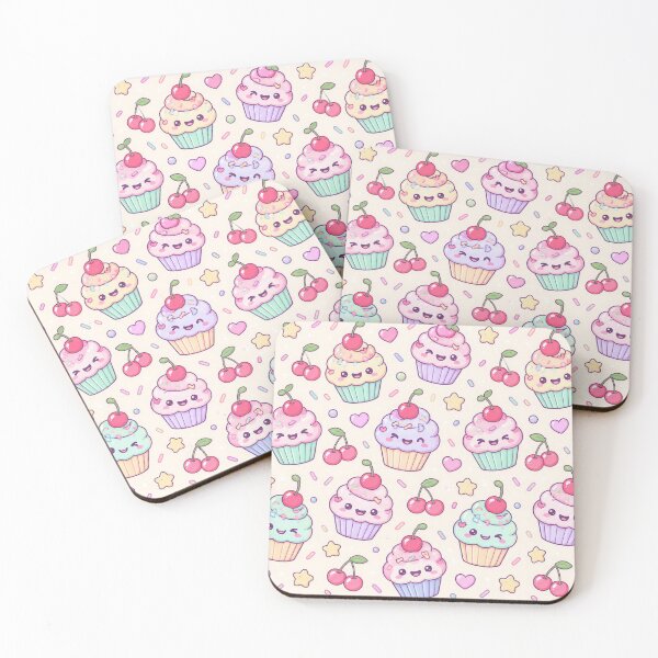 Item preview, Kawaii Cherry Cupcake Pastel Sweets Pattern designed and sold by Soft Berry Studio.