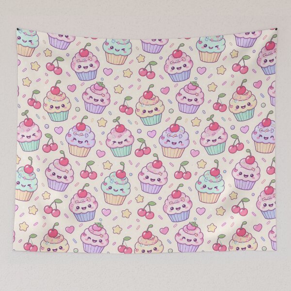 Item preview, Kawaii Cherry Cupcake Pastel Sweets Pattern designed and sold by Soft Berry Studio.