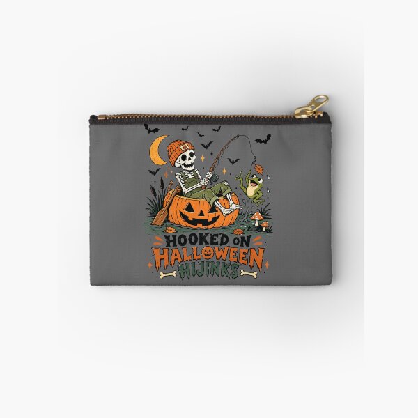 Item preview, Skeleton sitting inside a pumpkin and fishing designed and sold by SabinasDesign.