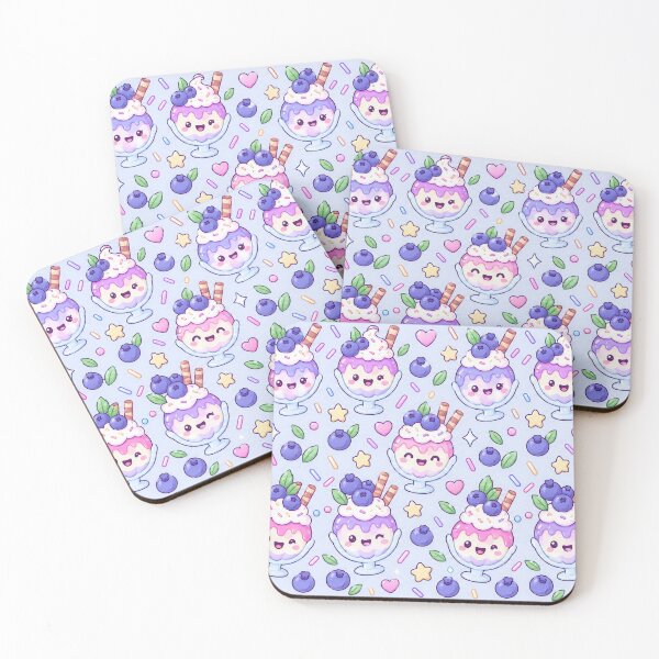 Item preview, Kawaii Blueberry Sundae Pastel Dessert Pattern designed and sold by Soft Berry Studio.