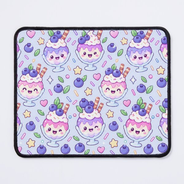 Item preview, Kawaii Blueberry Sundae Pastel Dessert Pattern designed and sold by Soft Berry Studio.
