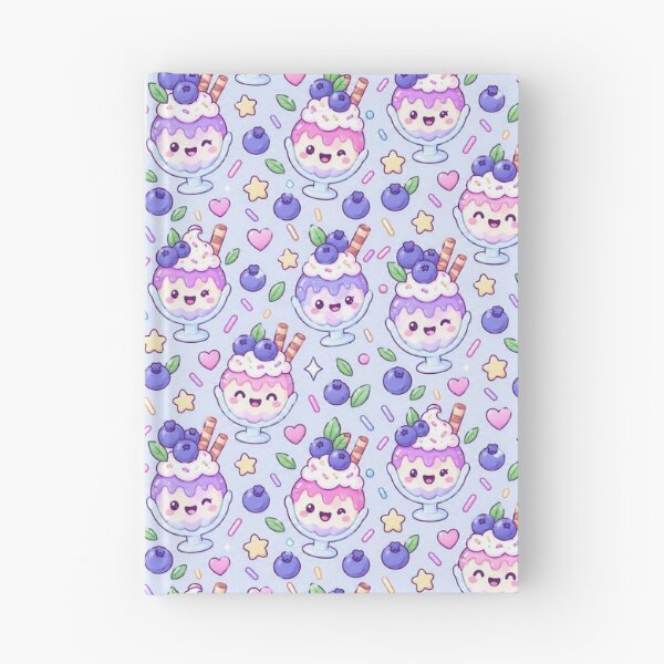 Item preview, Kawaii Blueberry Sundae Pastel Dessert Pattern designed and sold by Soft Berry Studio.