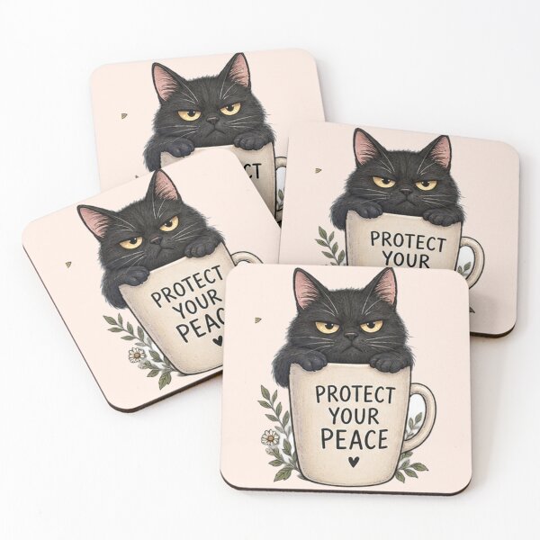 Item preview, Protect Your Peace Black Cat designed and sold by DrAsmaaMohamed.