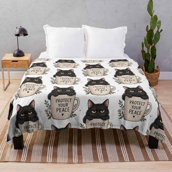 Item preview, Protect Your Peace Black Cat designed and sold by DrAsmaaMohamed.