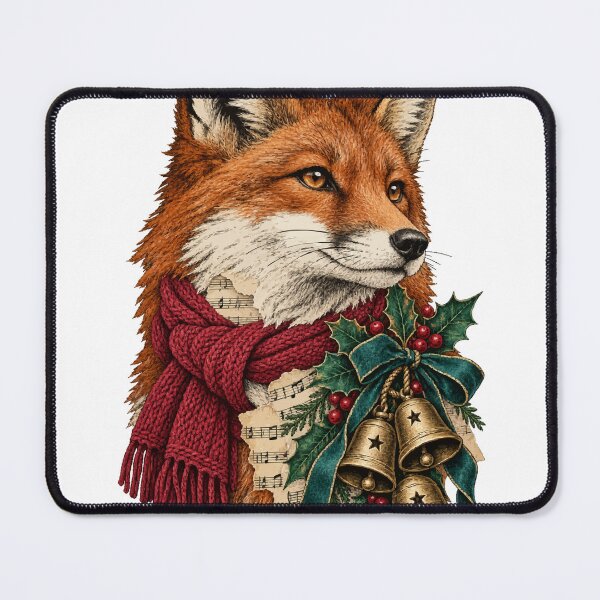 Item preview, Festive fox celebrates Christmas among bells and holly designed and sold by TaruHonu.