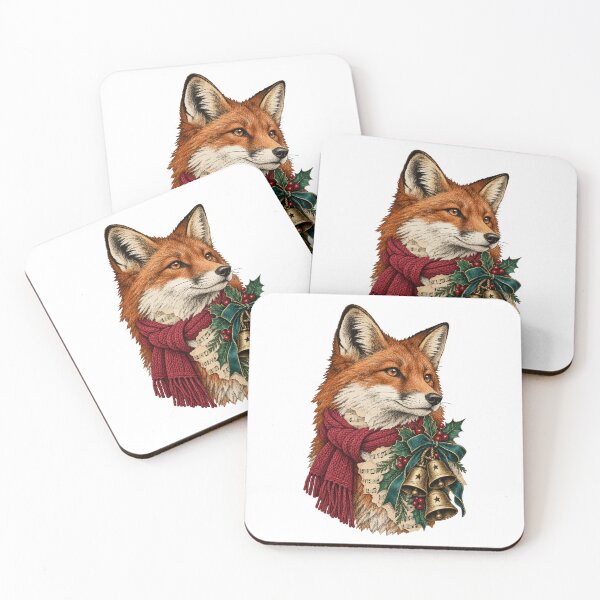 Item preview, Festive fox celebrates Christmas among bells and holly designed and sold by TaruHonu.