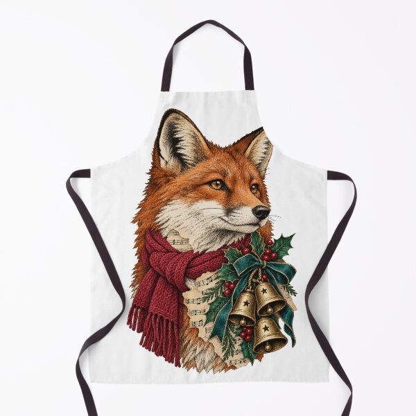 Item preview, Festive fox celebrates Christmas among bells and holly designed and sold by TaruHonu.
