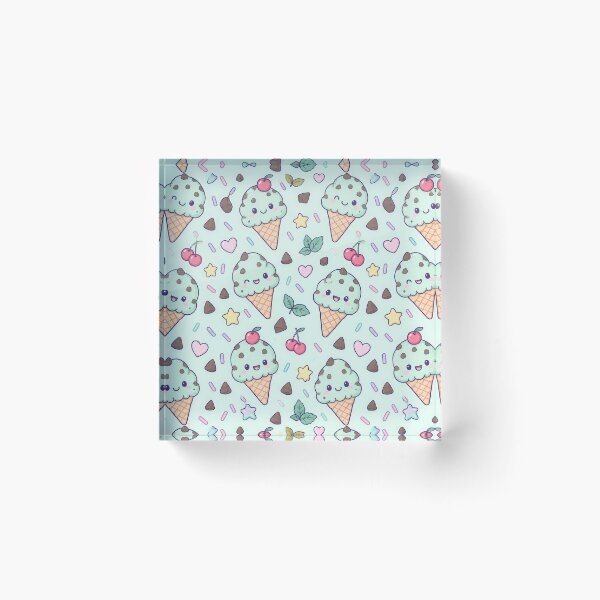 Item preview, Kawaii Mint Chocolate Ice Cream Cake Pattern designed and sold by Soft Berry Studio.