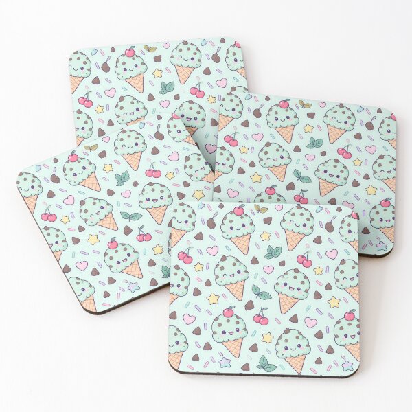 Item preview, Kawaii Mint Chocolate Ice Cream Cake Pattern designed and sold by Soft Berry Studio.